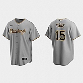 Mens Pittsburgh Pirates #15 Oneil Cruz Nike Gray Road CoolBase Jersey Dzhi,baseball caps,new era cap wholesale,wholesale hats